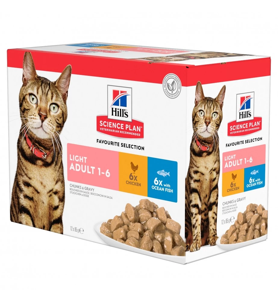 Hill's Science Plan Adult Light Multipack Kip En Zeevis - 4 X 12 X 85 Gram 1 Hill's Science Plan Adult Light Multipack Kip En Zeevis - 4 X 12 X 85 Gram