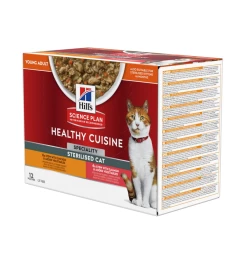 Hill's Science Plan Healthy Cuisine Gesteriliseerde Kat Stoofpotje Kip & Zalm - 4 X 12 X 80 Gram