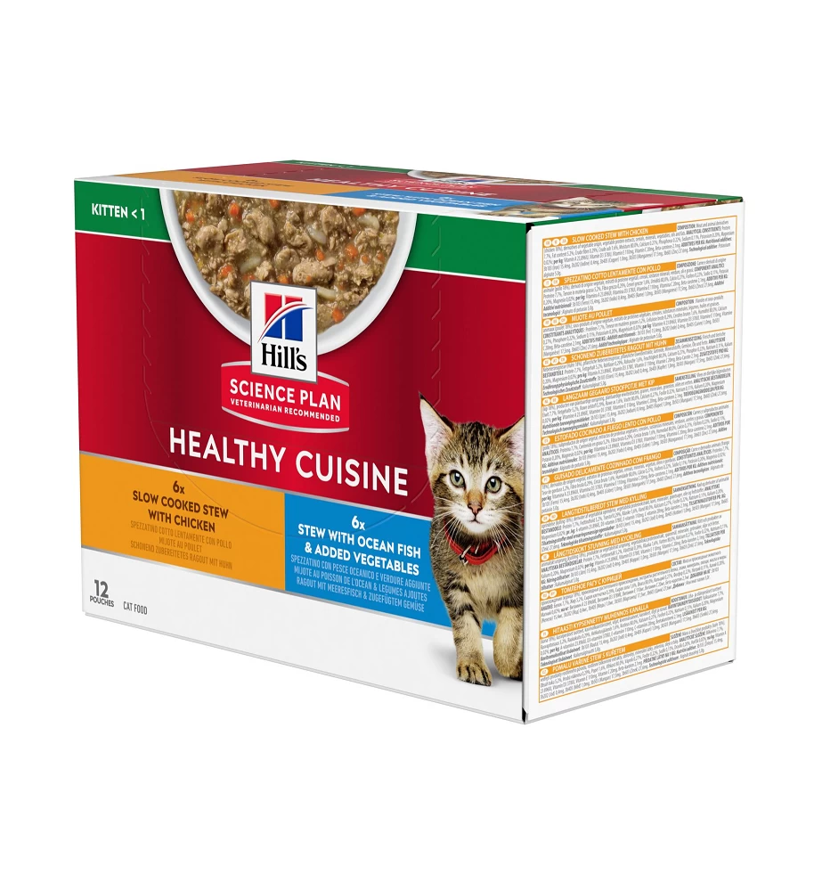 Hill's Science Plan Healthy Cuisine Kitten Stoofpotje Kip & Zeevis - 4 X 12 X 80 Gram 1 Hill's Science Plan Healthy Cuisine Kitten Stoofpotje Kip & Zeevis - 4 X 12 X 80 Gram