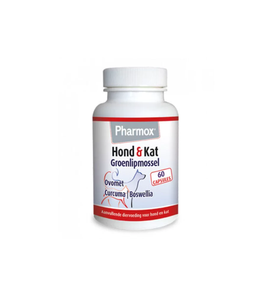 Pharmox Groenlipmossel Hond & Kat - 60 Capsules 1 Pharmox Groenlipmossel Hond & Kat - 60 Capsules